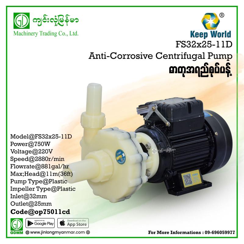 Anti-Corrosive Centrifugal Pump Keep World FS32×25-11D 750W (220V)