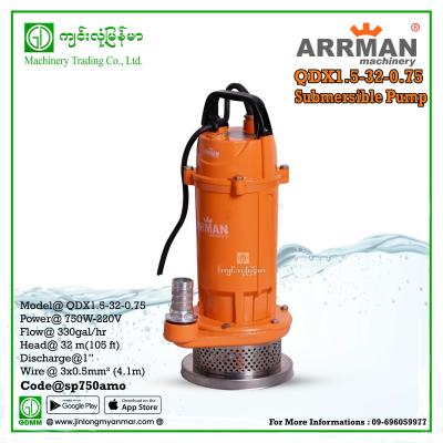 Submersible Pump ARRMAN QDX1.5-32-0.75 0.75kw (1")