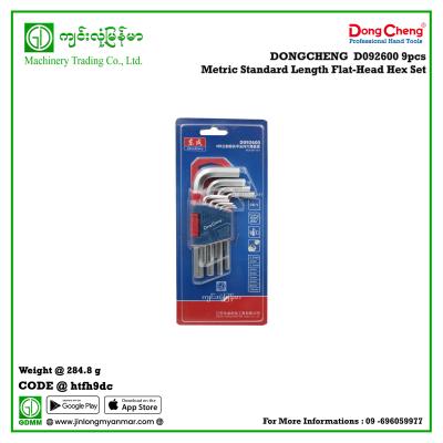 9pcs Metric Standard Length Flat-Head Hex Set DONGCHENG  D092600