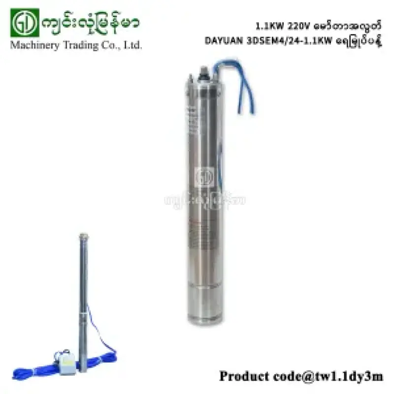 1.1KW 220V မော်တာအလွတ် DAYUAN 3DSEM4/24-1.1KW ရေမြုပ်ပန့်