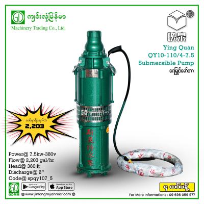 Submersible Pump Ying Quan QY10-110/4-7.5 7.5Kw (380V)