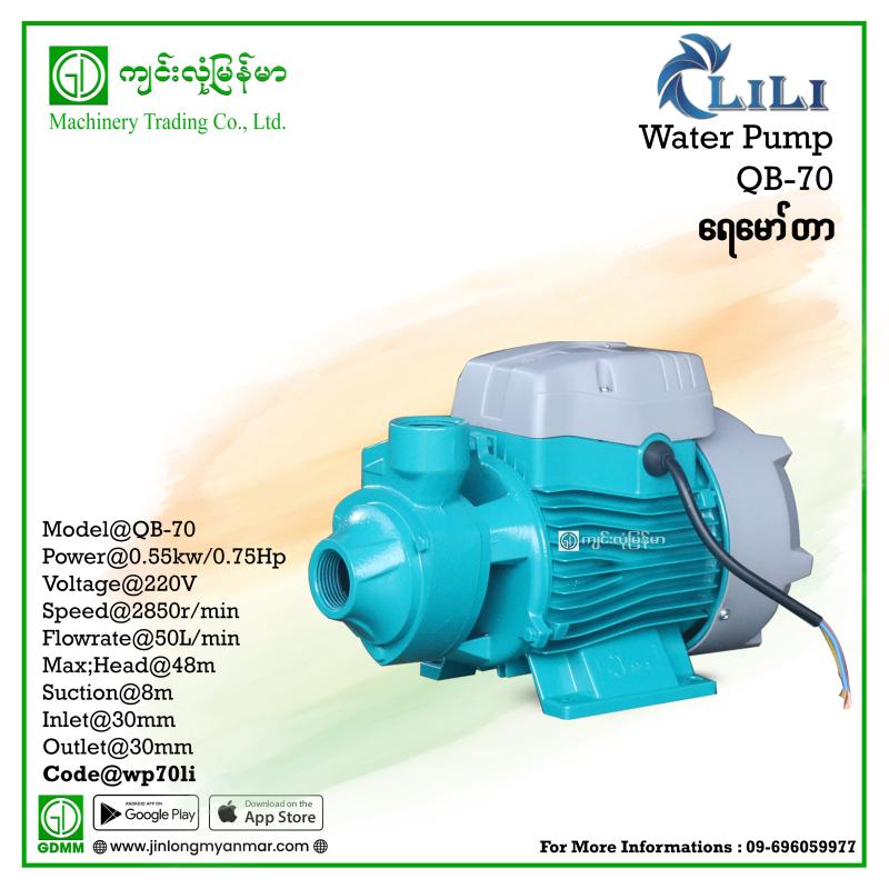 Water Pump LILI QB 70 0.55kW(0.75hp) (1" x 1")